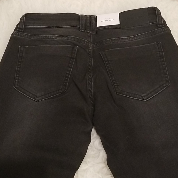 💕ANINE BING💕 CROPPED JEAN WITH ZIPPERS CHARCOAL - Picture 12 of 16